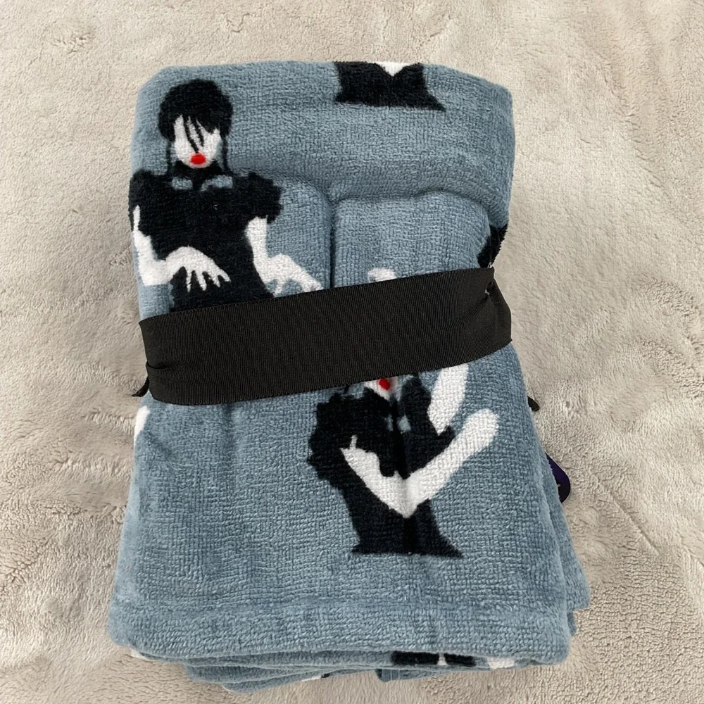 Wednesday Addams 2 Pack Hand Towels 16x28 Cotton Blue Goth Dance MGM New